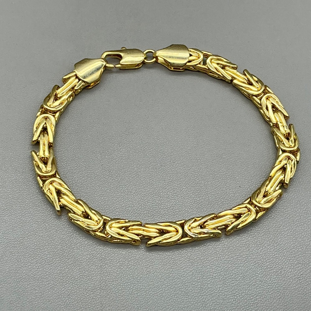 Byzantine Link Bracelet Women Gold Tone Classic Woven Chain Jewelry Accessory